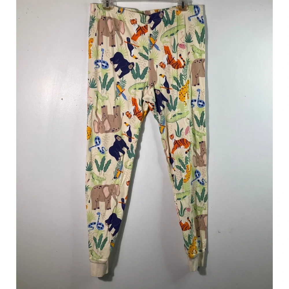 Landry's Adult Large‎ Pajama Set Long Sleeve Pants Cream Jungle Animals Print L
